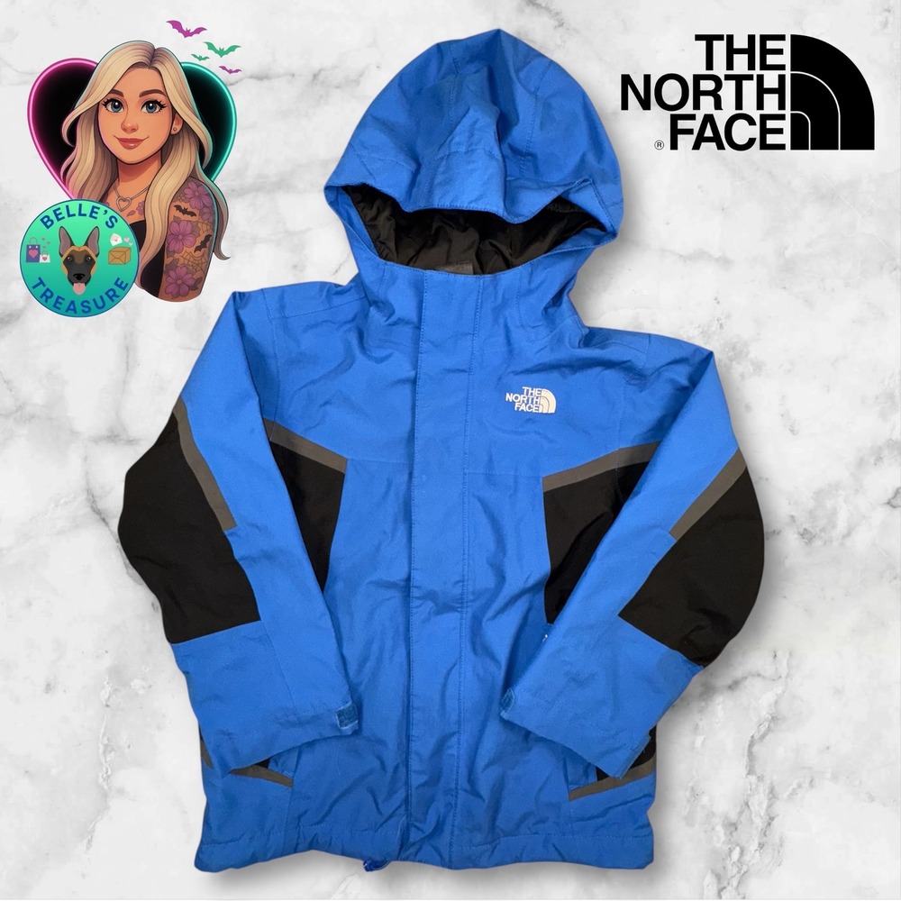 The North Face Boys XS 6 HyVent‎ Blue Hooded Guide Jacket  Waterproof Snow Rain